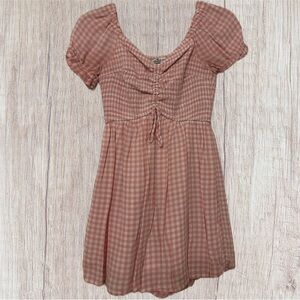 Hollister Pink and White Gingham Romper
